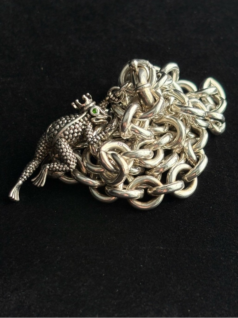 Kieselstein Cord Frog Prince Sterling Silver Chain Link Necklace & Charm 99.2 - Picture 3 of 16